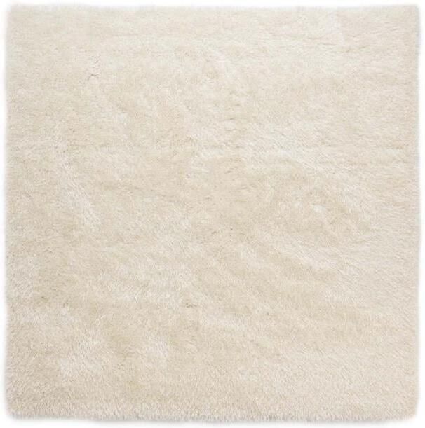 Tapeso Vierkant hoogpolig vloerkleed velvet Posh wit 200x200 cm - Foto 2