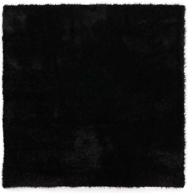 Tapeso Vierkant hoogpolig vloerkleed velvet Posh zwart 200x200 cm - Foto 2