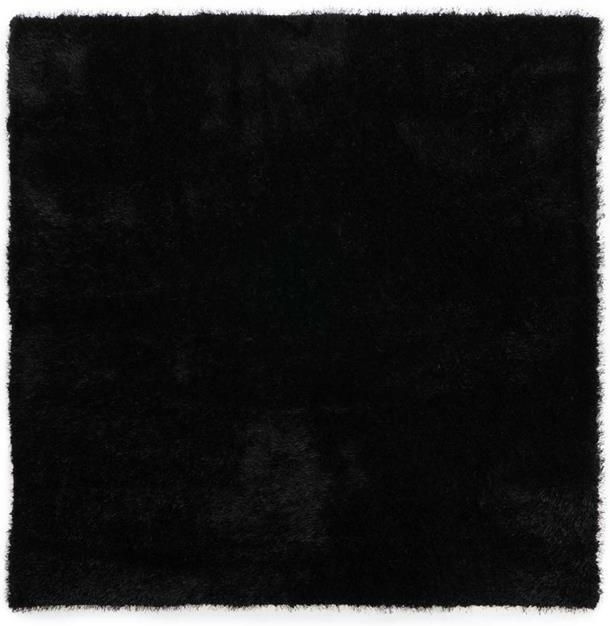 Tapeso Vierkant hoogpolig vloerkleed velvet Posh zwart 280x280 cm - Foto 2