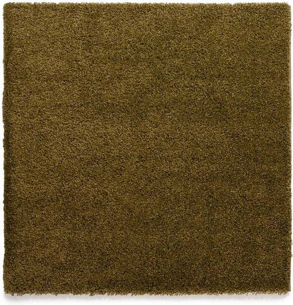 Tapeso Vierkant hoogpolig vloerkleed shaggy Trend effen olijfgroen 240x240 cm - Foto 2