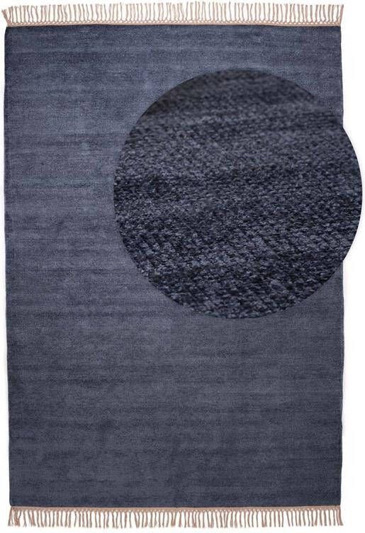 Tapeso Viscose vloerkleed Gem blauw 160x230 cm