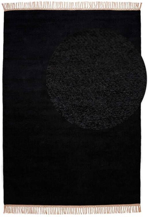 Tapeso Viscose vloerkleed Gem zwart 120x170 cm