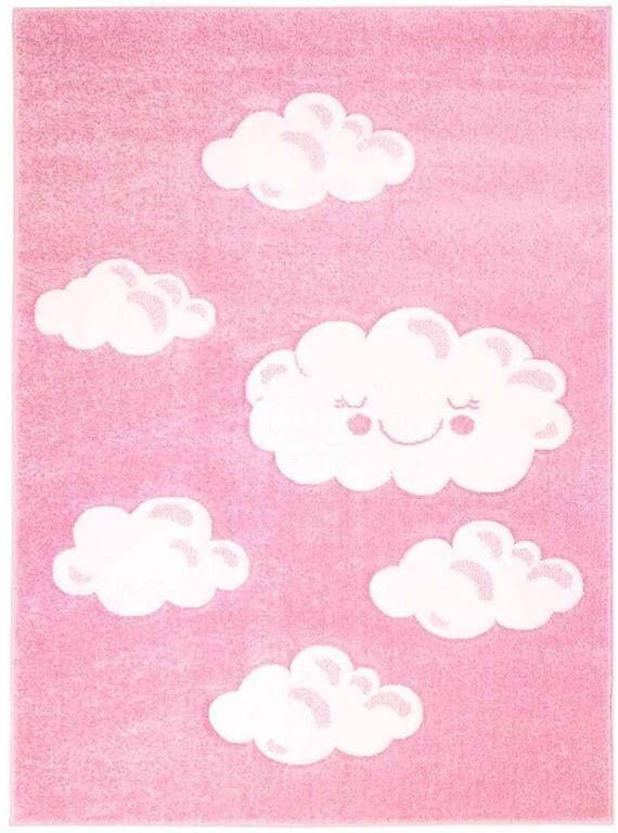 Tapeso Vloerkleed kinderkamer Wolken 3D roze 120x170 cm - Foto 2