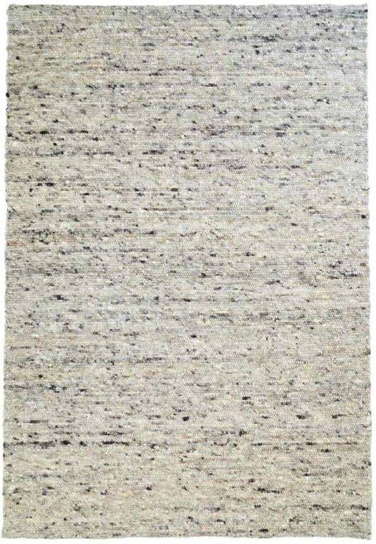 Tapeso Wollen vloerkleed handweef Veve grijs crème 200x290 cm - Foto 2