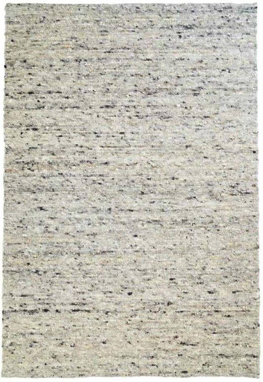 Tapeso Wollen vloerkleed handweef Veve grijs crème 250x290 cm - Foto 2