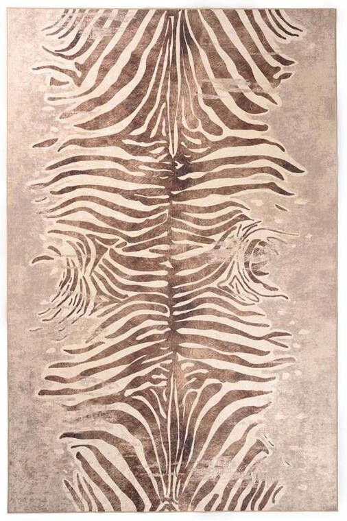 Tapeso Zebra vloerkleed wasbaar Moderna bruin 140x200 cm