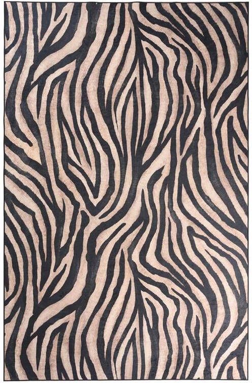 Tapeso Zebra vloerkleed wasbaar Moderna zwart|bruin 140x200 cm