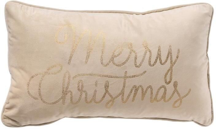 Textino Merry Christmas Kerst sierkussen 30x50 cm wit