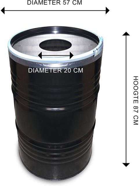 The Binbin Hole Industriële prullenbak zwart 200 Liter met gat in deksel