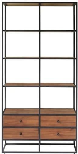 Tikamoon Agra Boekenkast van massief acaciahout en metaal