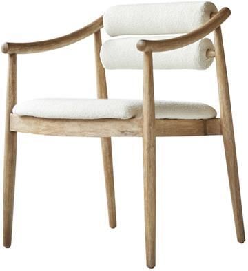 Tikamoon Armstoel Colombe van massief acaciahout en bouclettestof