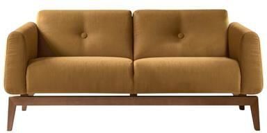 Tikamoon Bjorn Tweezitsbank van massief eiken en mosterdgele stof