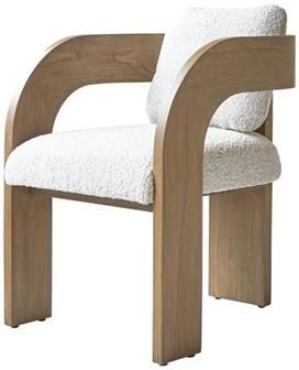 Tikamoon Boti Stoel in massief mindihout en ecru stof