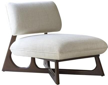 Tikamoon Brune Lage fauteuil in massief mindihout en ecru stof