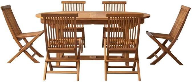 Tikamoon Capri Massief acaciahouten tuinset 6 stoelen