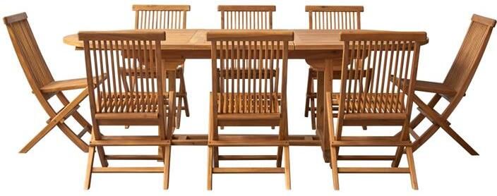Tikamoon Capri Ovale tuinset in massief acaciahout met 8 stoelen