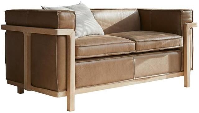 Tikamoon Cobbelwood massief eiken en Cheyenne lederen bank