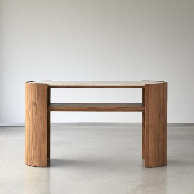 Tikamoon Consoletafel in teakhout en marmer 140 Virgile