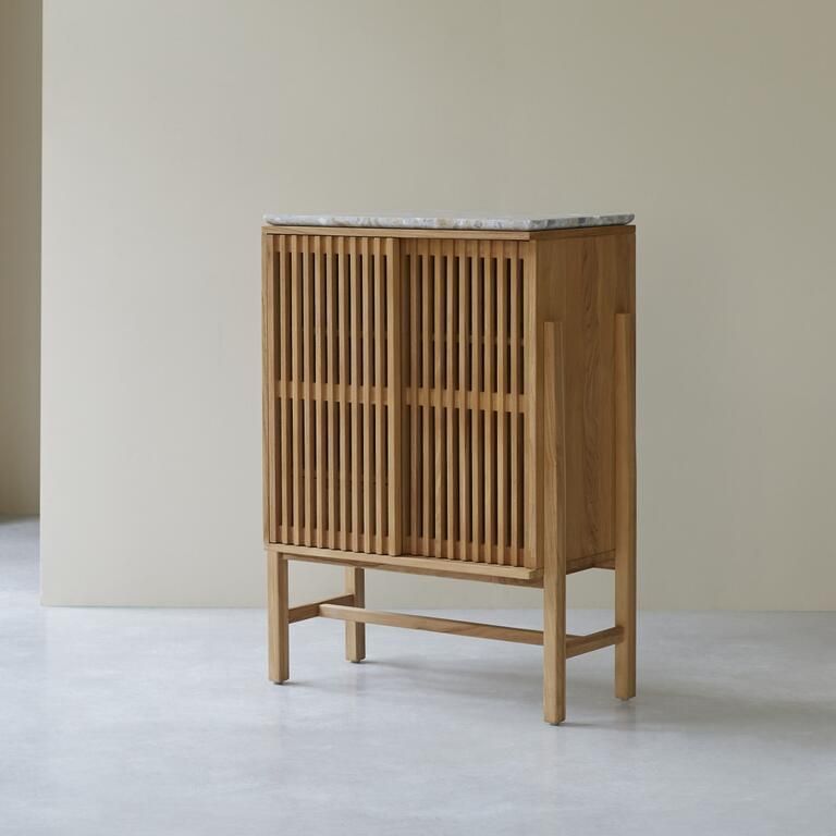 Tikamoon Dressoir Isaure van massief notenhout en premium terrazzo 80 cm