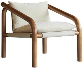 Tikamoon Fauteuil van donker massief eikenhout en ecru stof