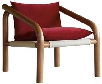 Tikamoon Fauteuil van massief eikenhout en rood fluweel