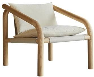 Tikamoon Fauteuil van massief licht eikenhout en ecru stof