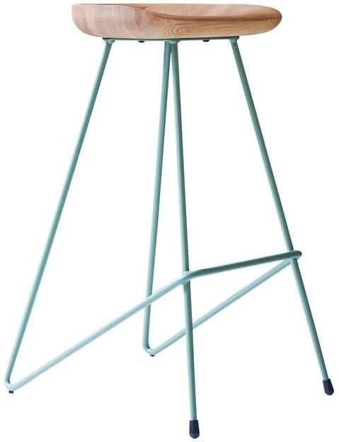 Tikamoon Hoge kruk van massief essenhout en korstmoskleurig metaal