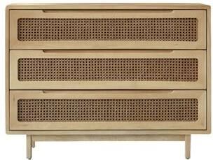 Tikamoon Luis ladekast van massief iepenhout en riet