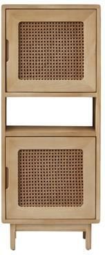 Tikamoon Luis Lage boekenkast van massief iepenhout en riet