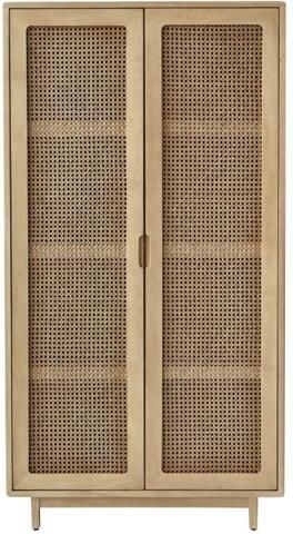 Tikamoon Luis Opbergkast van massief iepenhout en gevlochten riet