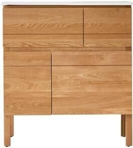 Tikamoon Massief eikenhouten en keramisch badkamermeubel 80 cm