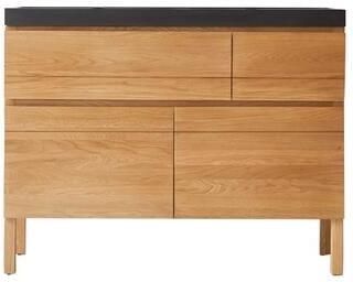 Tikamoon Massief eikenhouten en lavastenen badkamermeubel 120 cm