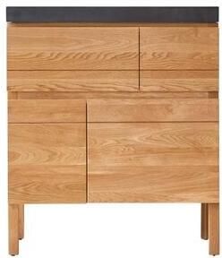 Tikamoon Massief eikenhouten en lavastenen badkamermeubel 80 cm