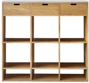 Tikamoon Miho Lage boekenkast in eiken en wit premium terrazzo