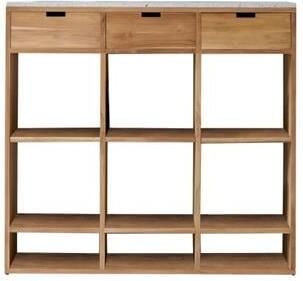 Tikamoon Miho Lage boekenkast van teak en premium terrazzo White