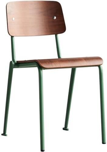 Tikamoon Mio Stoel van notenhout en korstmoskleuirg metaal