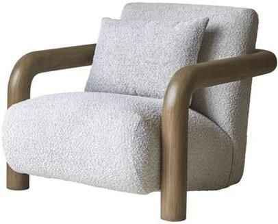 Tikamoon Nina Lage fauteuil in massief mindihout en ecru stof