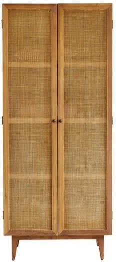 Tikamoon Ninon Opbergkast van grenenhout en gevlochten riet