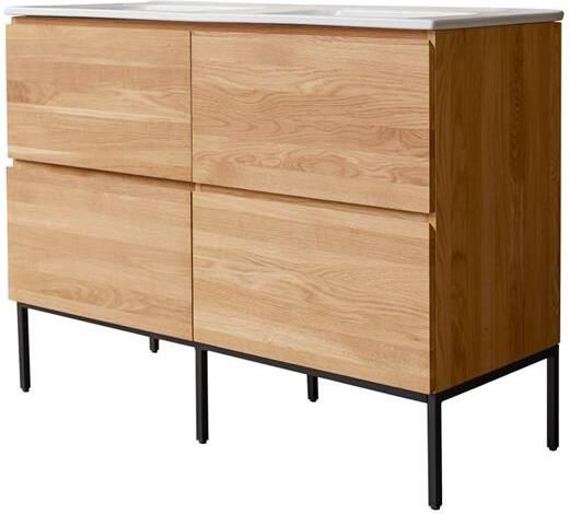 Tikamoon Nova Badkamermeubel in massief eiken en keramiek 120 cm