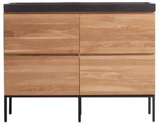 Tikamoon Nova Badkamermeubel in massief eiken en lavasteen 120 cm