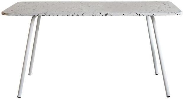 Tikamoon Rechthoekige tuintafel van terrazzo en wit metaal 4|6 p.