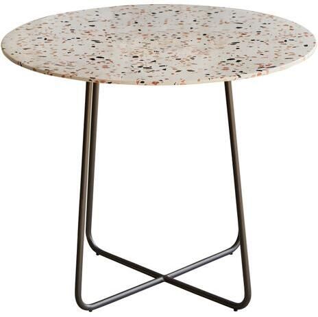 Tikamoon Ronde tafel van premium terrazzo en bruin metaal 4 pers.