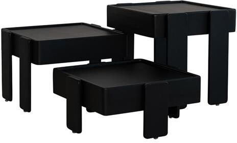 Tikamoon Set stapelbare bijzettafeltjes van zwart massief mangohout Nido
