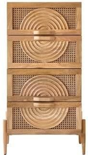 Tikamoon Sina Commode van massief mangohout en rotan