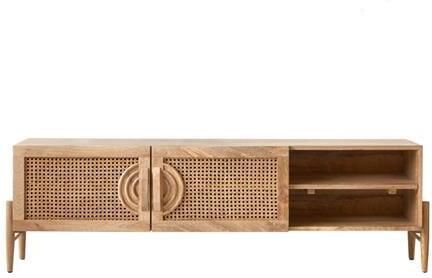Tikamoon Sina Tv-meubel van massief mangohout en rotan 145 cm