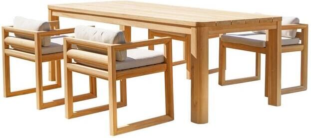 Tikamoon Tuinset in teakhout en stof Leon 4 stoelen