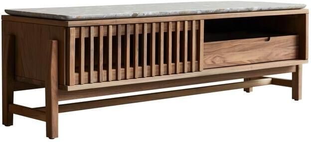 Tikamoon TV-meubel in massief notenhout en premium terrazzo 140 cm