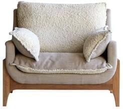 Tikamoon Woodnest Massief eiken fauteuil met linnen stof