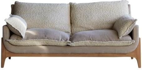 Tikamoon Woodnest Tweezitsbank van massief eiken en linnen stof