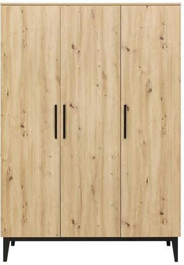 ToiToiKids Xem 3-deurskast Mat Zwart Eiken - Foto 3